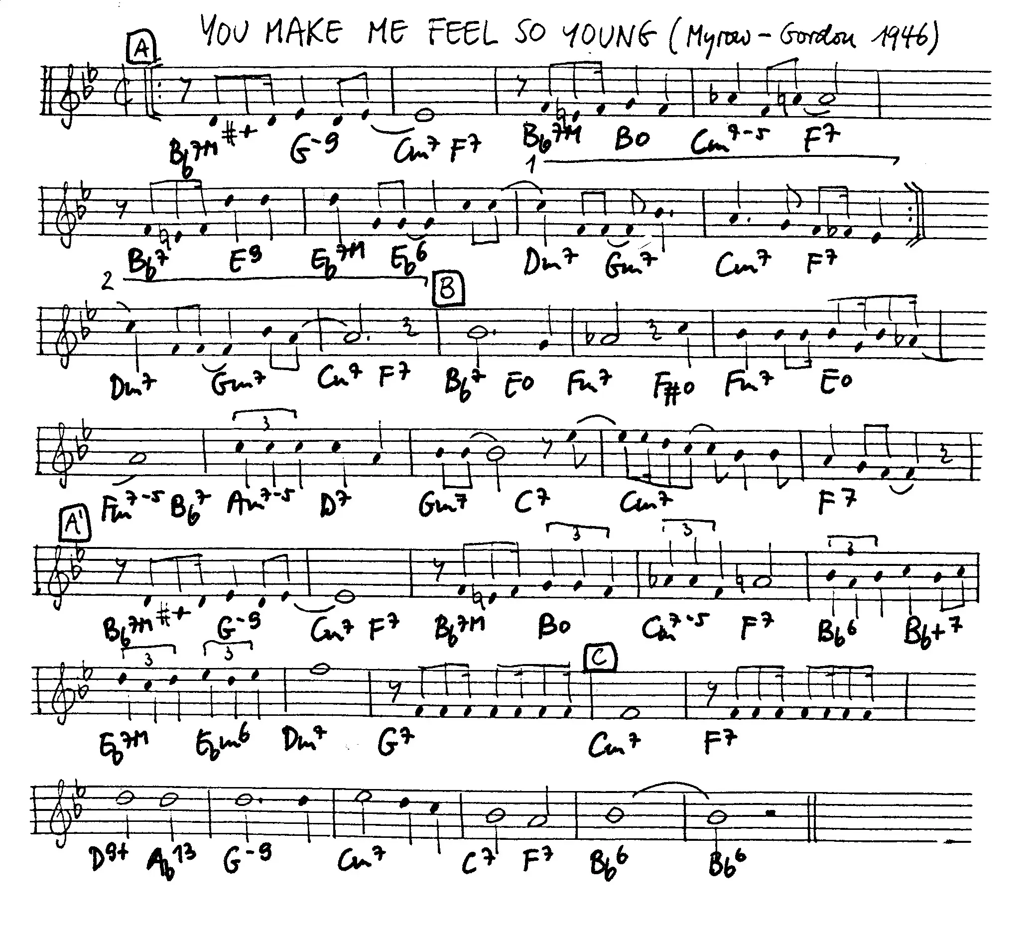 you make me feel so young free jazz leadsheet - Courtesy of the Jungle Jazz Band